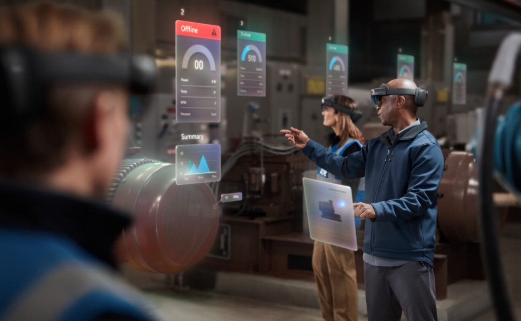 Exemplo de solução da Microsoft utilizando plataforma Azure, Hololens, Power BI a coleta de dados com IOT